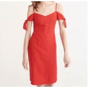 Abercrombie Fitch Red‎ Cold Shoulder Sweetheart Neck Bodycon Dress Sz 00